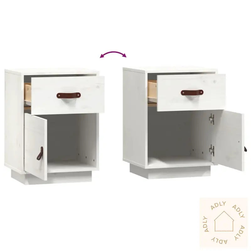 Nattbord 2 Stk Hvit 40X34X55 Cm Heltre Furu