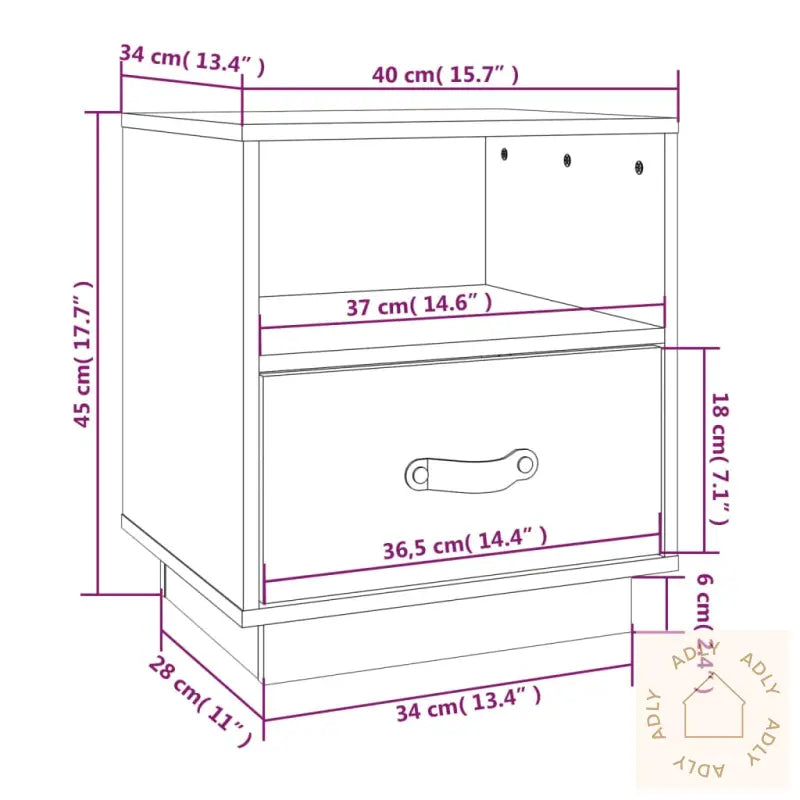 Nattbord 2 Stk Honningbrun 40X34X45 Cm Heltre Furu