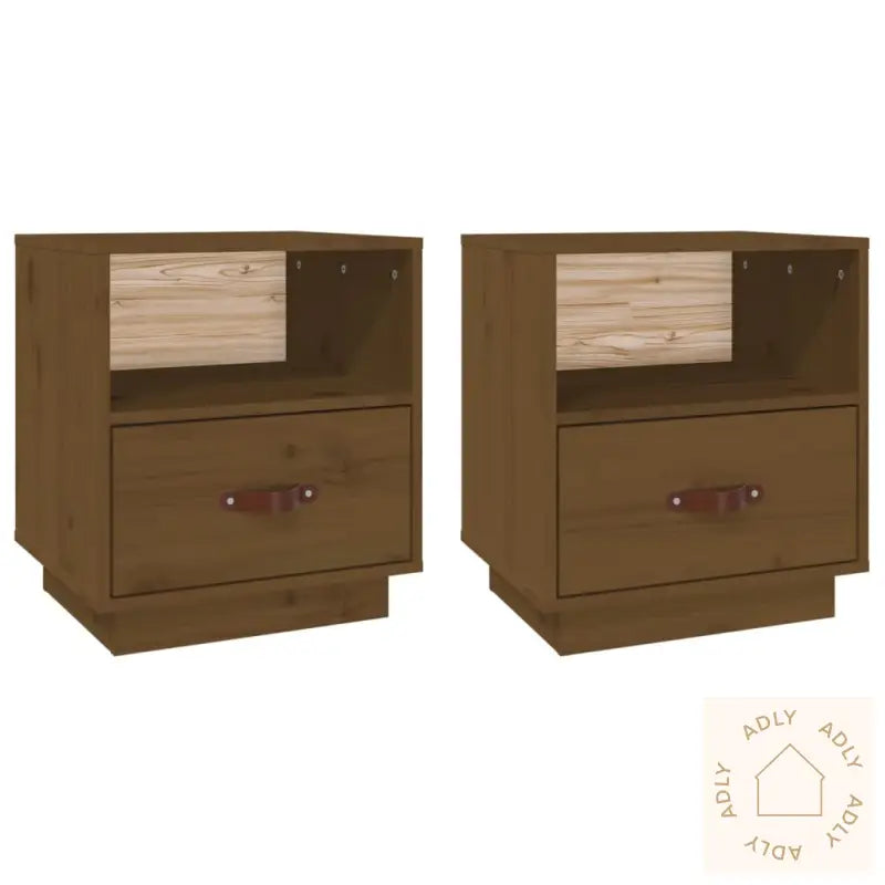 Nattbord 2 Stk Honningbrun 40X34X45 Cm Heltre Furu