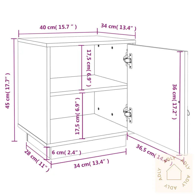 Nattbord Honningbrun 40X34X45 Cm Heltre Furu