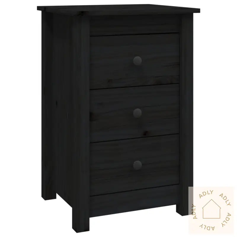 Nattbord 2 Stk Svart 40X35X61,5 Cm Heltre Furu