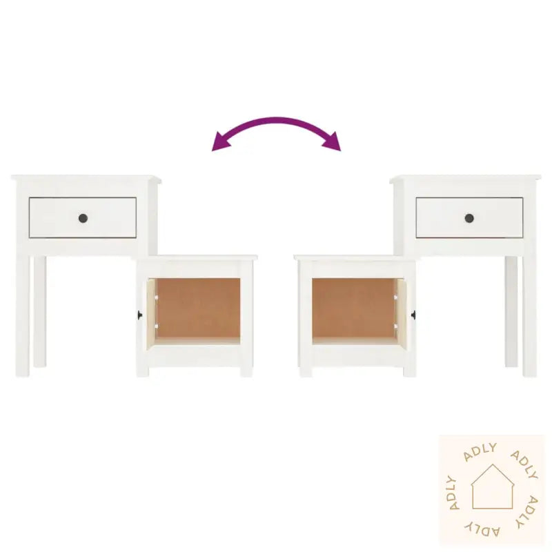 Nattbord 2 Stk Hvit 79,5X38X65,5 Heltre Furu