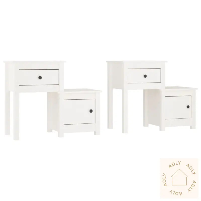 Nattbord 2 Stk Hvit 79,5X38X65,5 Heltre Furu