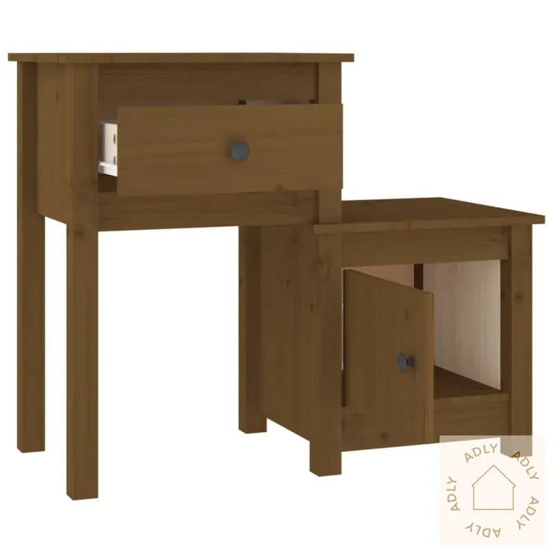 Nattbord 2 Stk Honningbrun 79,5X38X65,5 Cm Heltre Furu