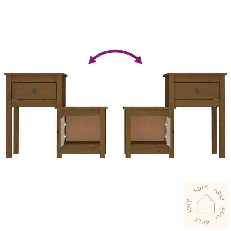 Nattbord Honningbrun 79,5X38X65,5 Cm Heltre Furu