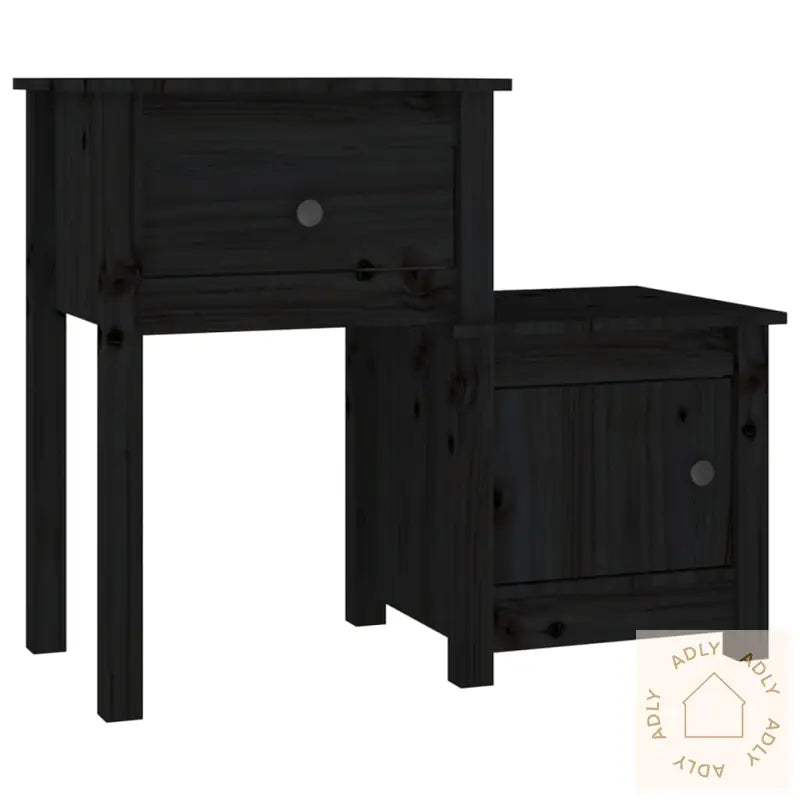 Nattbord Svart 2 Stk 79,5X38X65,5 Heltre Furu