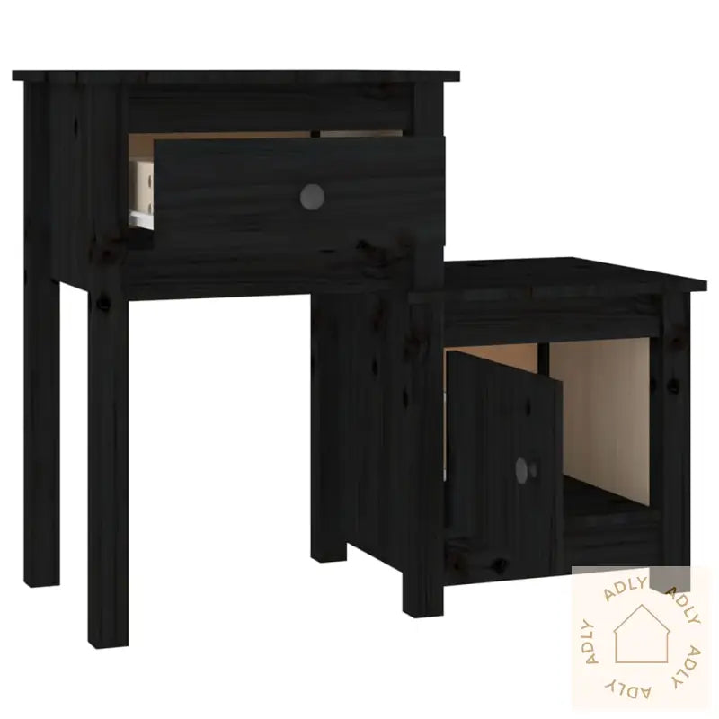Nattbord Svart 2 Stk 79,5X38X65,5 Heltre Furu