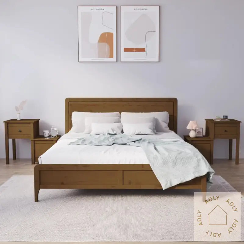 Nattbord 2 Stk Honningbrun 79,5X38X65,5 Cm Heltre Furu