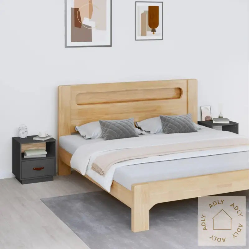 Nattbord 2 Stk Grå 40X34X45 Cm Heltre Furu