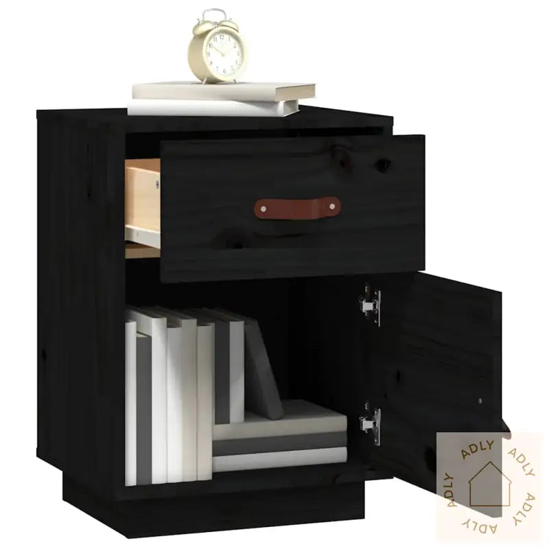 Nattbord 2 Stk Svart 40X34X55 Cm Heltre Furu