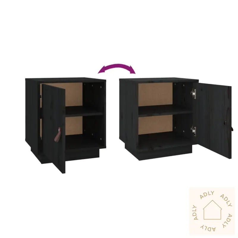 Nattbord 2 Stk Svart 40X34X45 Cm Heltre Furu
