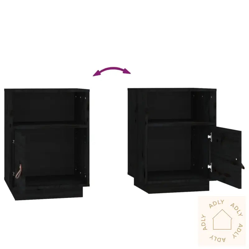 Nattbord 2 Stk Svart 40X34X55 Cm Heltre Furu
