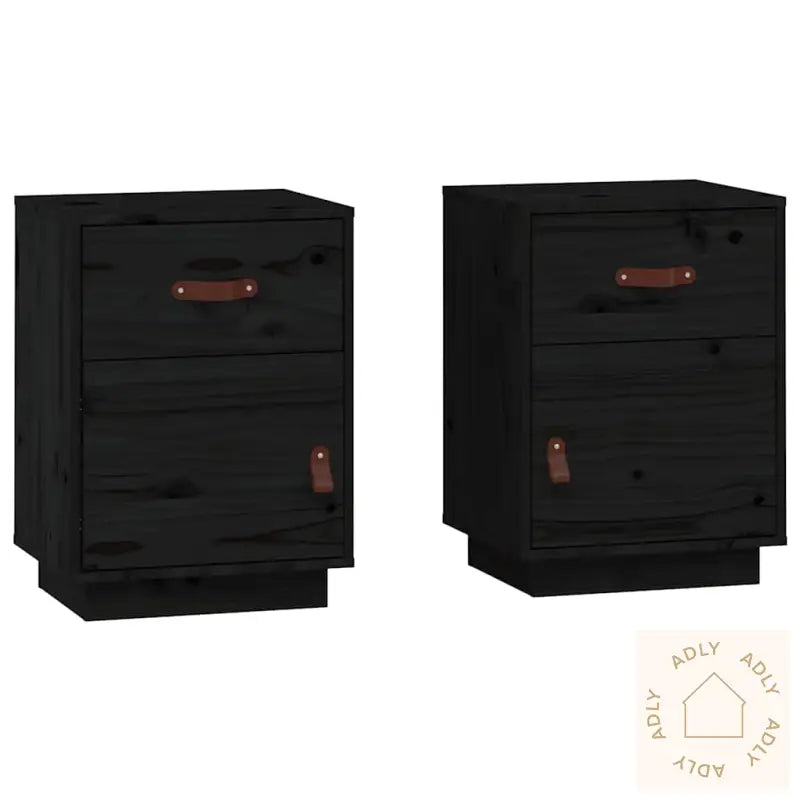 Nattbord 2 Stk Svart 40X34X55 Cm Heltre Furu