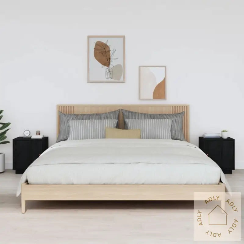 Nattbord 2 Stk Svart 40X34X45 Cm Heltre Furu