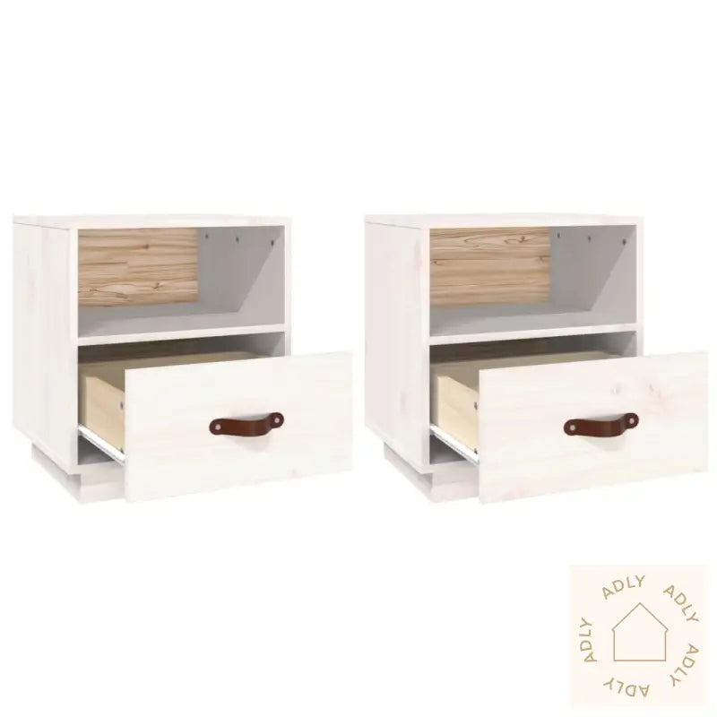 Nattbord 2 Stk Hvit 40X34X45 Cm Heltre Furu