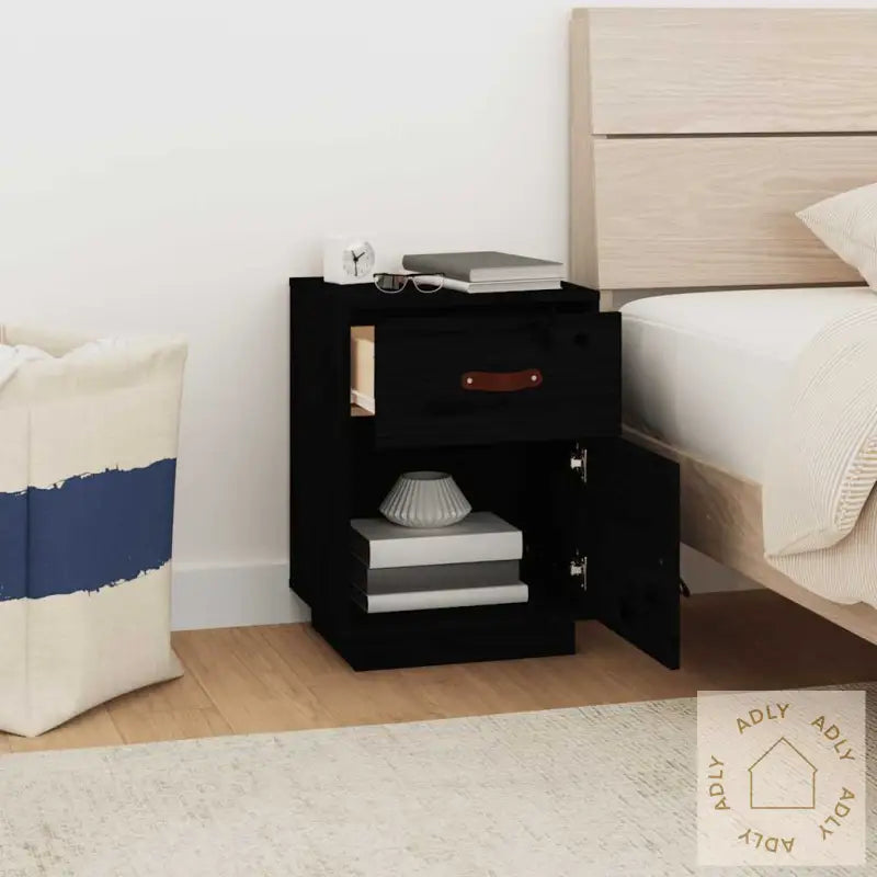 Nattbord 2 Stk Svart 40X34X55 Cm Heltre Furu