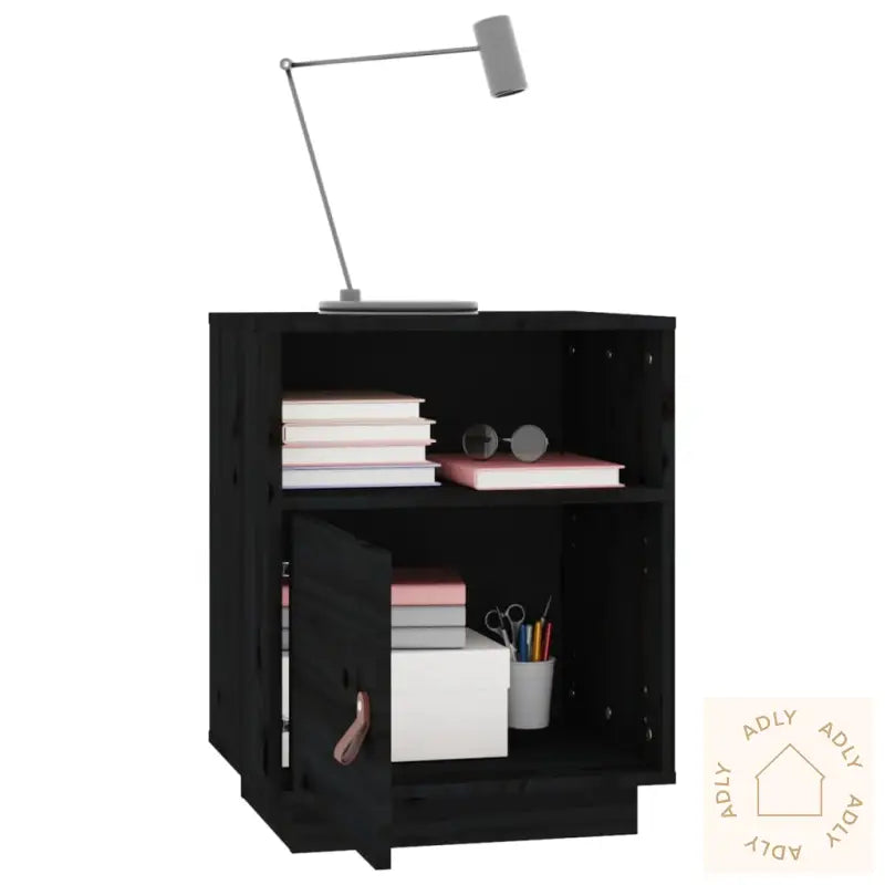 Nattbord 2 Stk Svart 40X34X55 Cm Heltre Furu