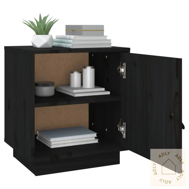Nattbord 2 Stk Svart 40X34X45 Cm Heltre Furu