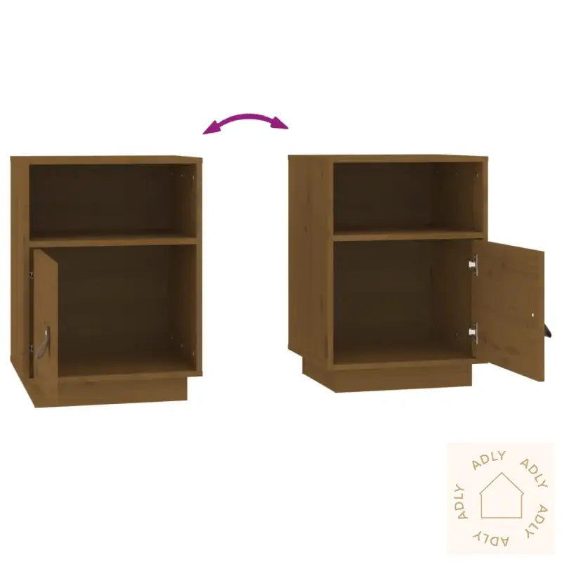 Nattbord 2 Stk Honningbrun 40X34X55 Cm Heltre Furu