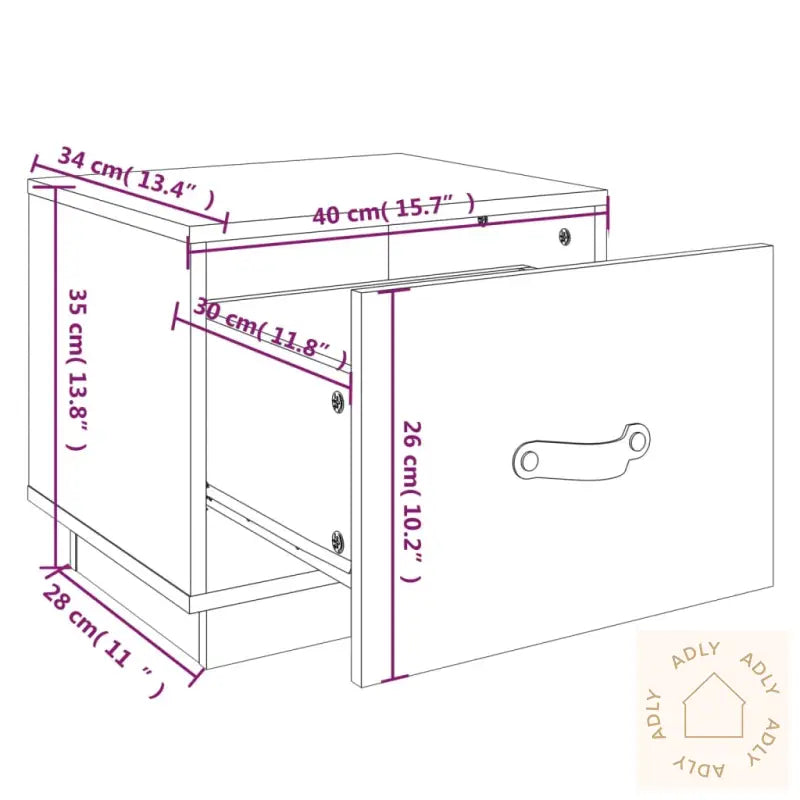 Nattbord Hvit 40X34X35 Cm Heltre Furu