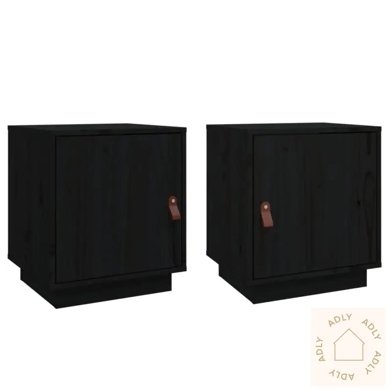 Nattbord 2 Stk Svart 40X34X45 Cm Heltre Furu