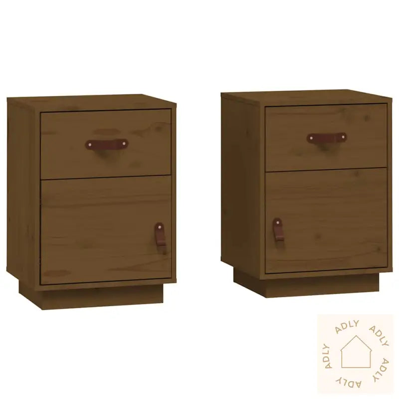 Nattbord 2 Stk Honningbrun 40X34X55 Cm Heltre Furu