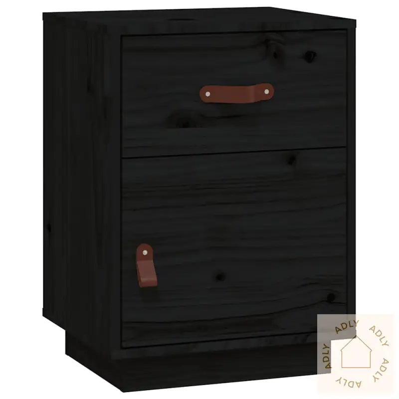 Nattbord 2 Stk Svart 40X34X55 Cm Heltre Furu