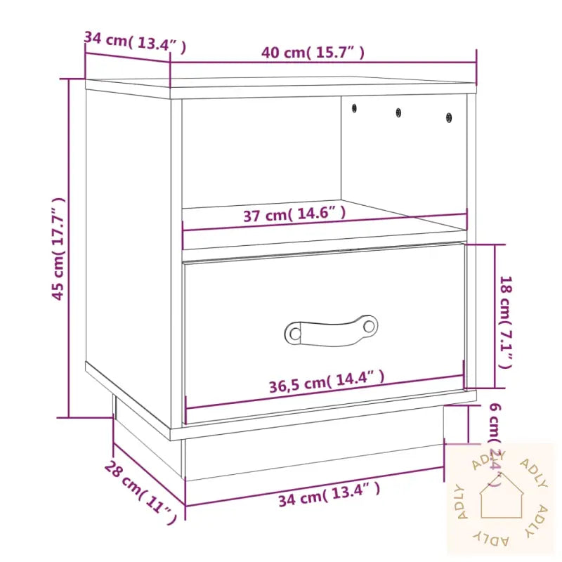Nattbord 2 Stk Hvit 40X34X45 Cm Heltre Furu