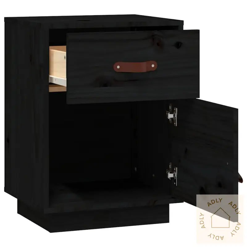 Nattbord 2 Stk Svart 40X34X55 Cm Heltre Furu