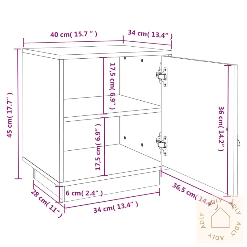 Nattbord 2 Stk Honningbrun 40X34X45 Cm Heltre Furu