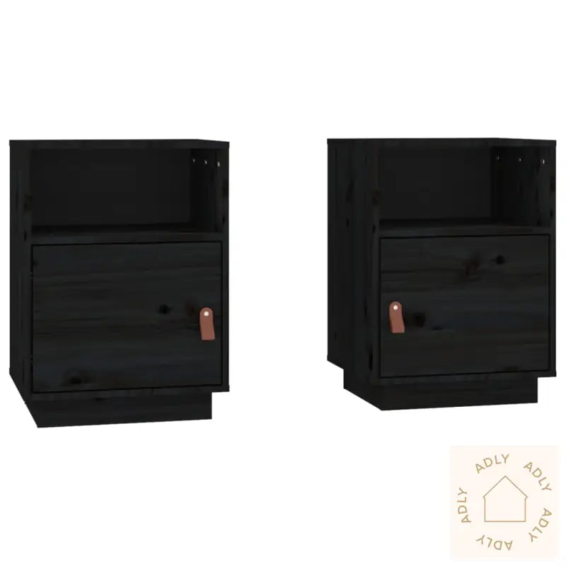 Nattbord 2 Stk Svart 40X34X55 Cm Heltre Furu