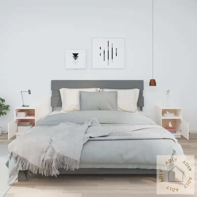 Nattbord 2 Stk Hvit 40X34X55 Cm Heltre Furu
