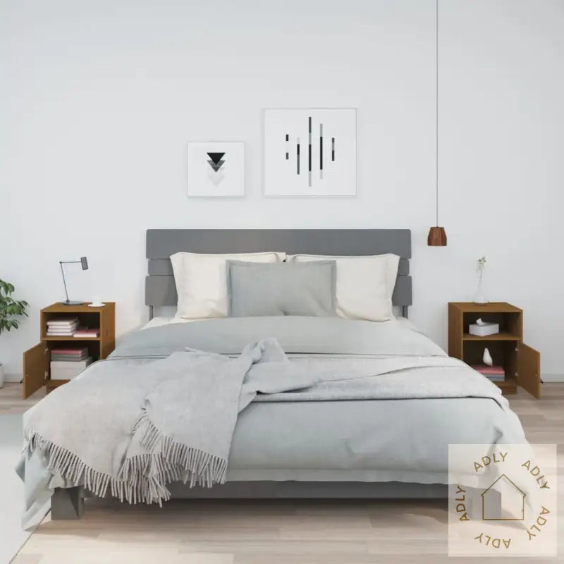 Nattbord 2 Stk Honningbrun 40X34X55 Cm Heltre Furu