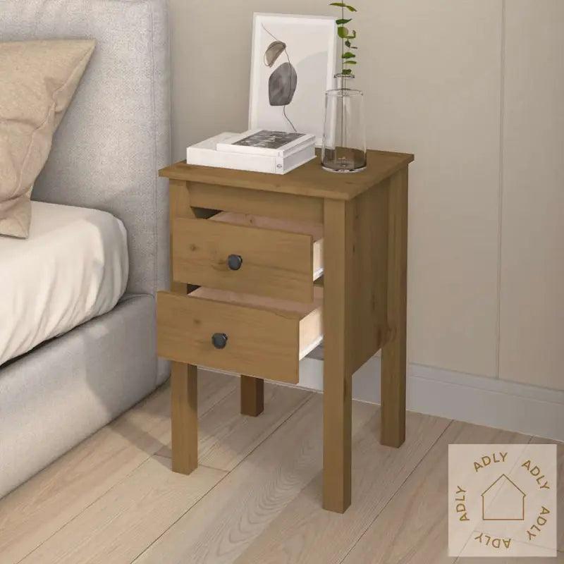 Nattbord 2 Stk Honningbrun 40X35X61 Cm Heltre Furu