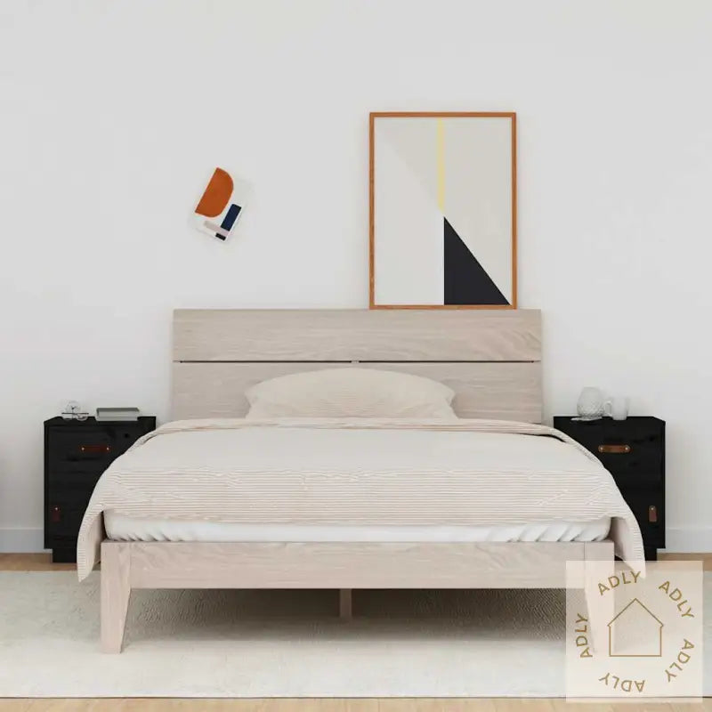 Nattbord 2 Stk Svart 40X34X55 Cm Heltre Furu