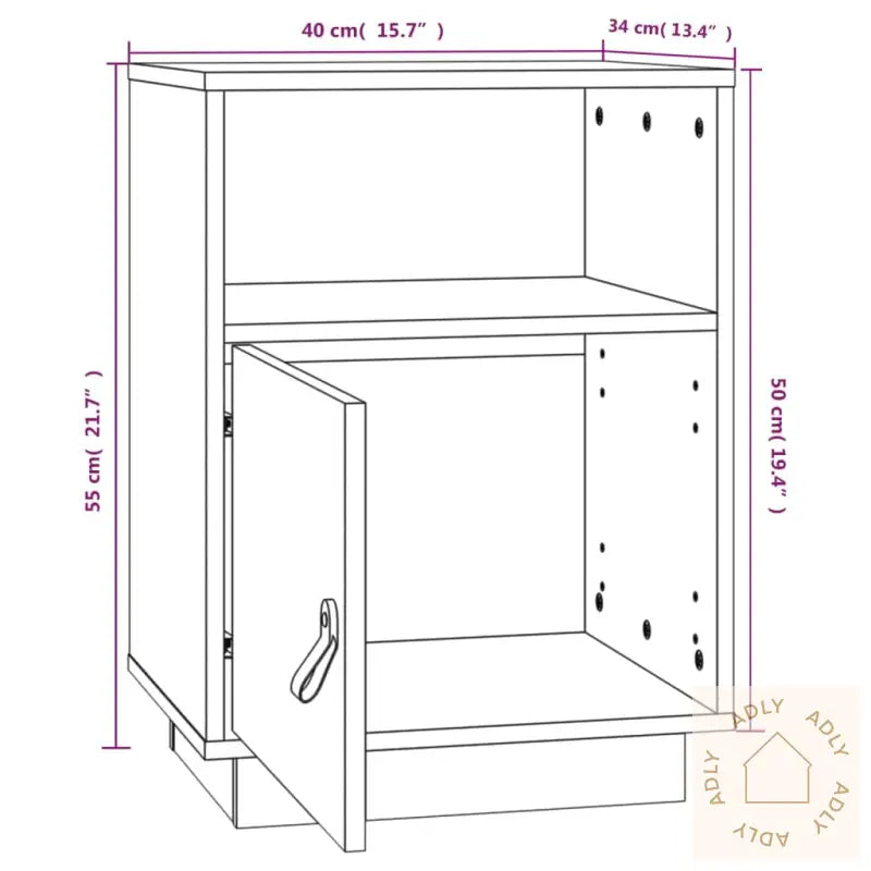 Nattbord 2 Stk Svart 40X34X55 Cm Heltre Furu