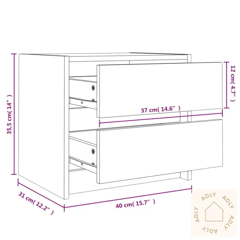 Nattbord 2 Stk Hvit 40X31X35,5 Cm Heltre Furu