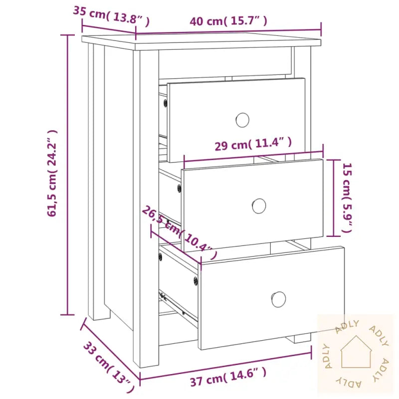 Nattbord 2 Stk Honningbrun 40X35X61 Cm Heltre Furu