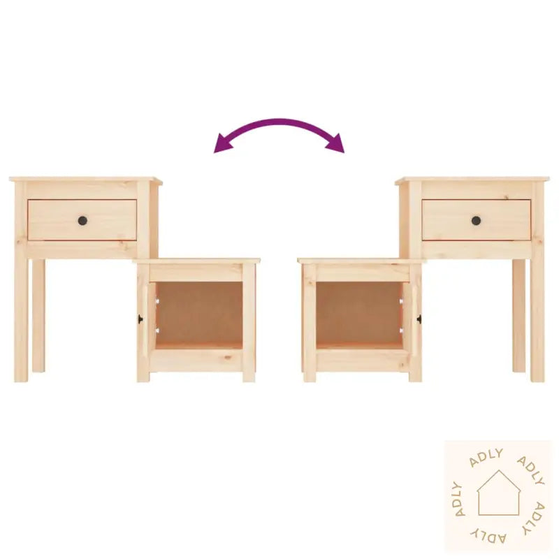 Nattbord 2 Stk 79,5X38X65,5 Heltre Furu