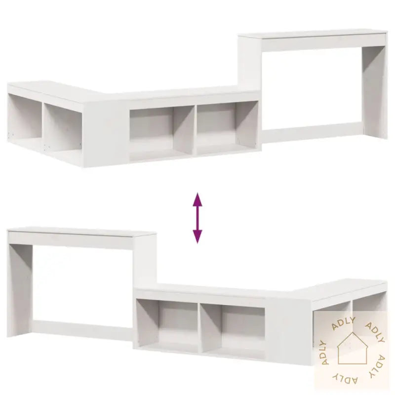 Nattbord Med Skrivebord Hvit 222X107X75 Cm Heltre Furu