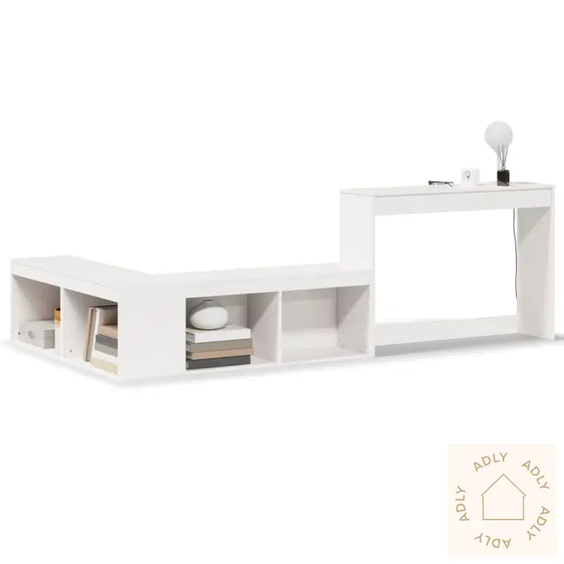 Nattbord Med Skrivebord Hvit 222X107X75 Cm Heltre Furu