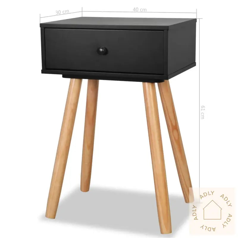 Nattbord 2 Stk Heltre Furu 40X30X61 Cm Svart