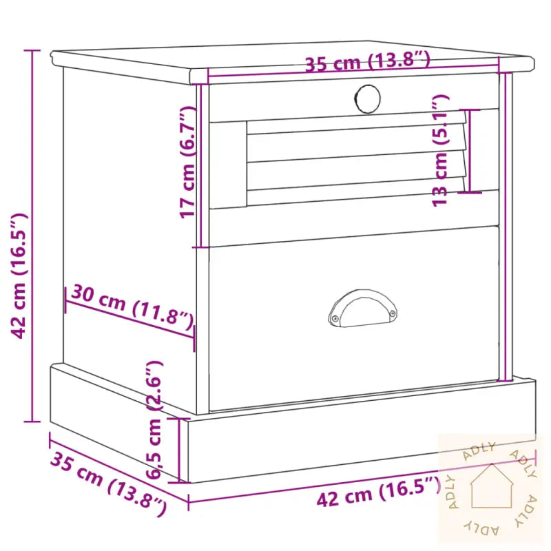 Nattbord Vigo Hvit 42X35X42 Cm Heltre Furu