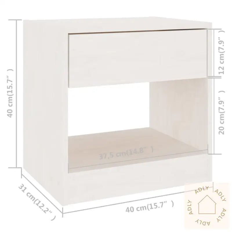 Nattbord 2 Stk Hvit 40X31X40 Cm Heltre Furu
