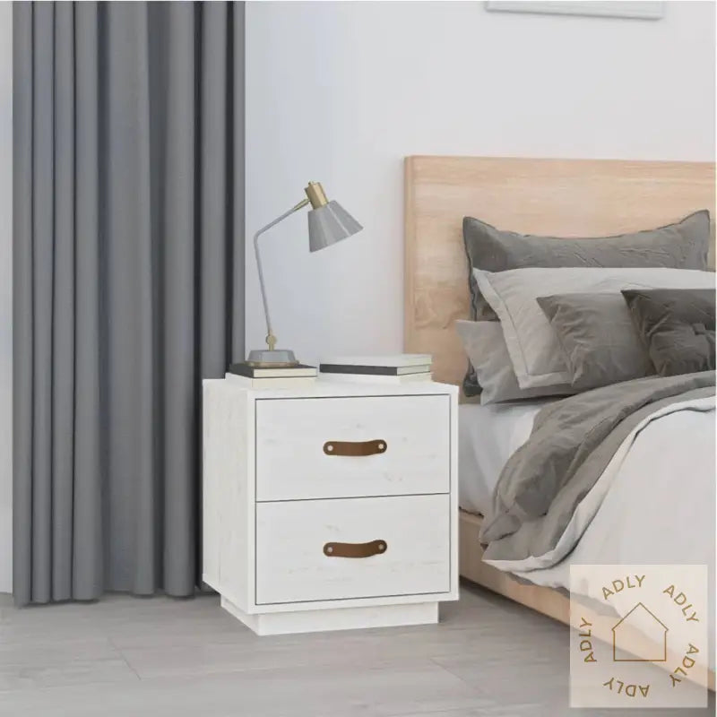   Nattbord 2 Stk Hvit 40X34X45 Cm Heltre Furu