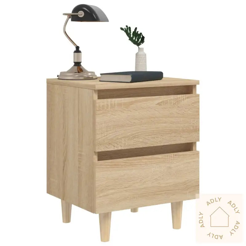 Nattbord Med Heltre Furuben 2 Stk Sonoma Eik 40X35X50 Cm