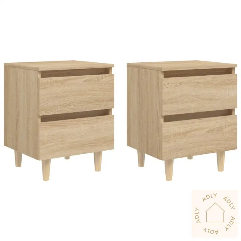 Nattbord Med Heltre Furuben 2 Stk Sonoma Eik 40X35X50 Cm