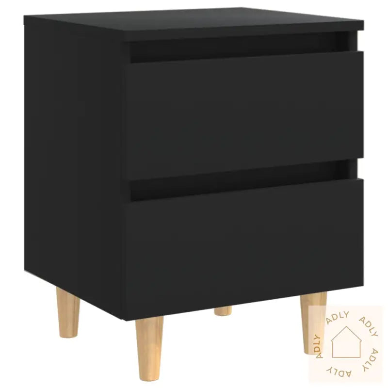 Nattbord Med Heltre Furuben Svart 40X35X50 Cm