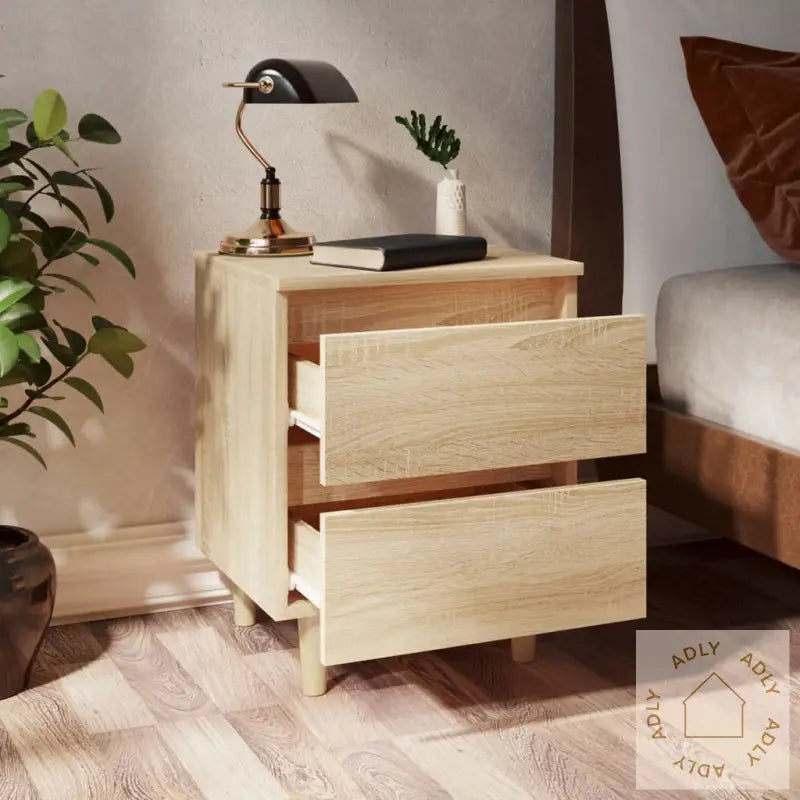 Nattbord Med Heltre Furuben 2 Stk Sonoma Eik 40X35X50 Cm