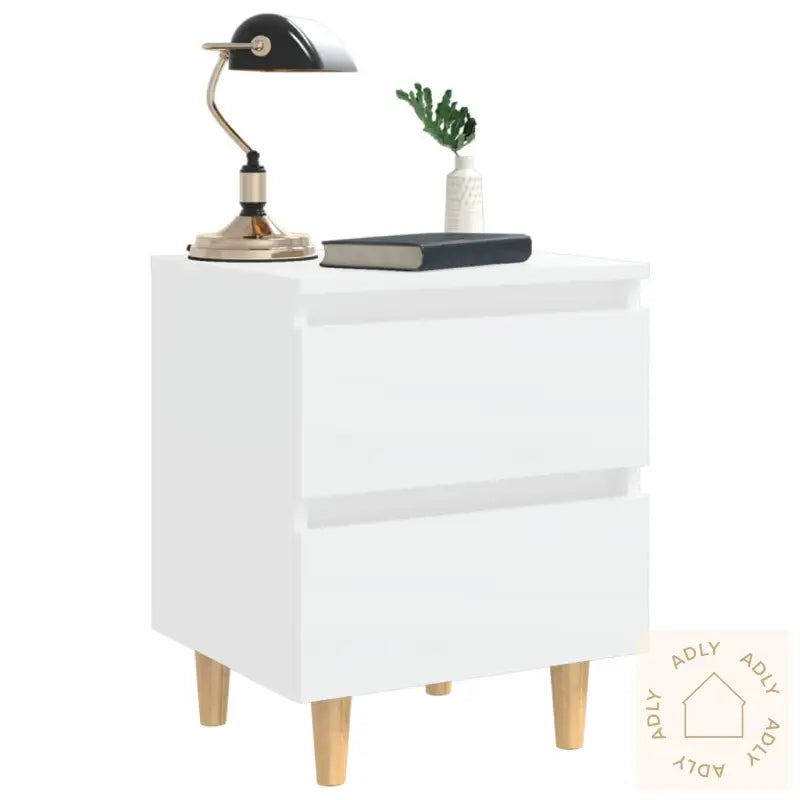 Nattbord Med Heltre Furuben 2 Stk Hvit 40X35X50 Cm